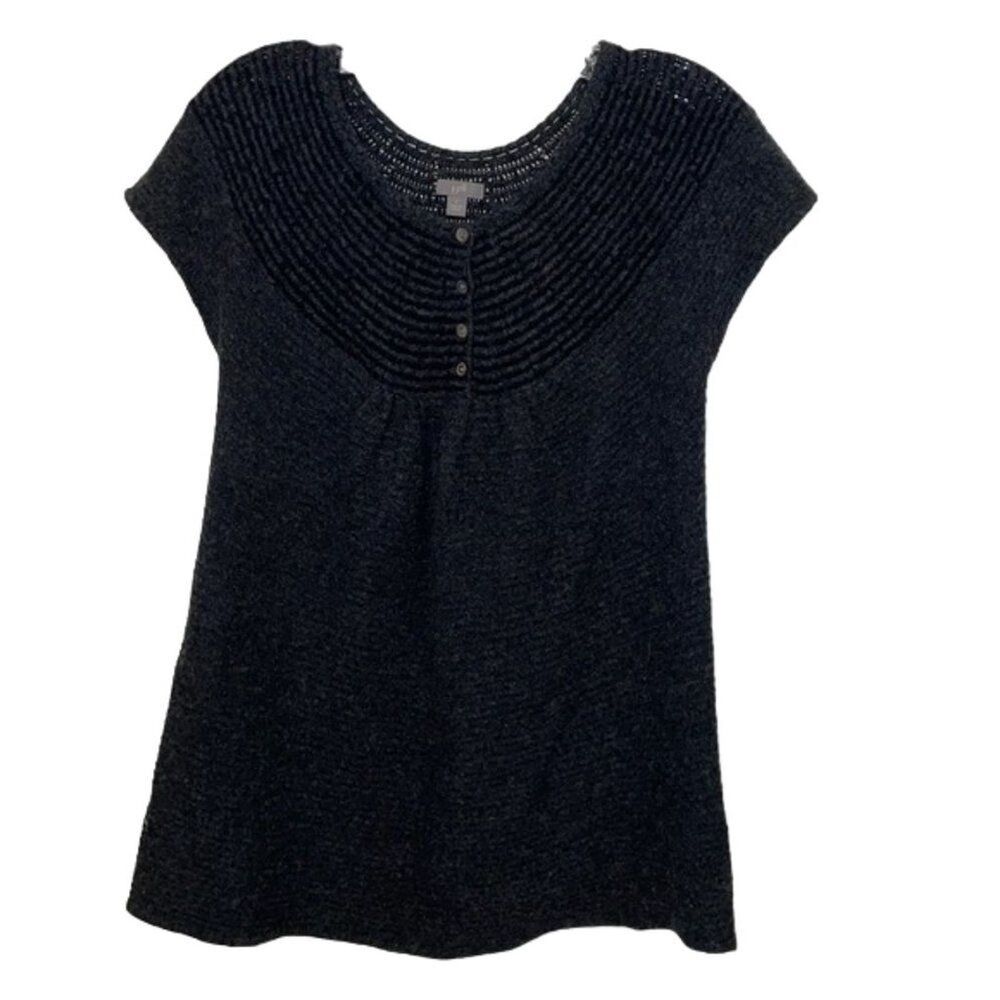 J. Jill Gray Sweater Top Womens Small Wool Rabbit Hair Knit Pullover